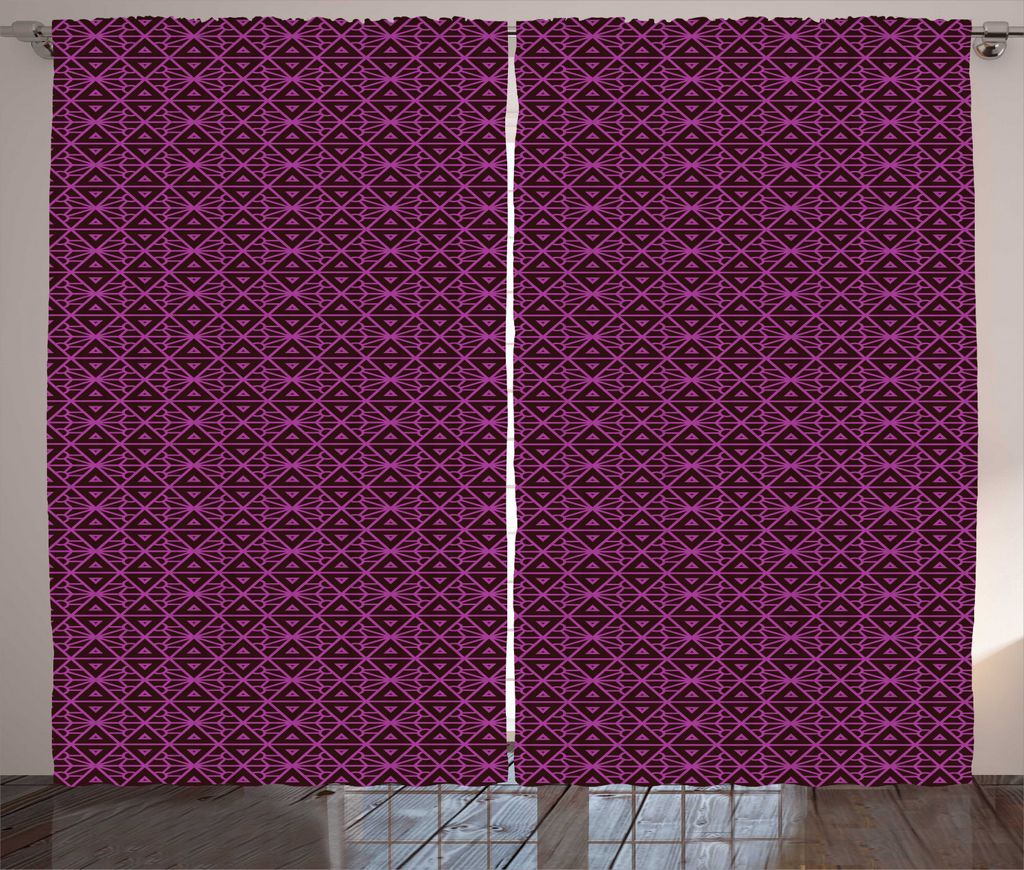 ABAKUHAUS Gitter Rustikaler Vorhang, Symmetrische geometrische Rosa, Wohnzimmer Universalband Gardinen mit Schlaufen und Haken, 280 x 225 cm, Dunke...