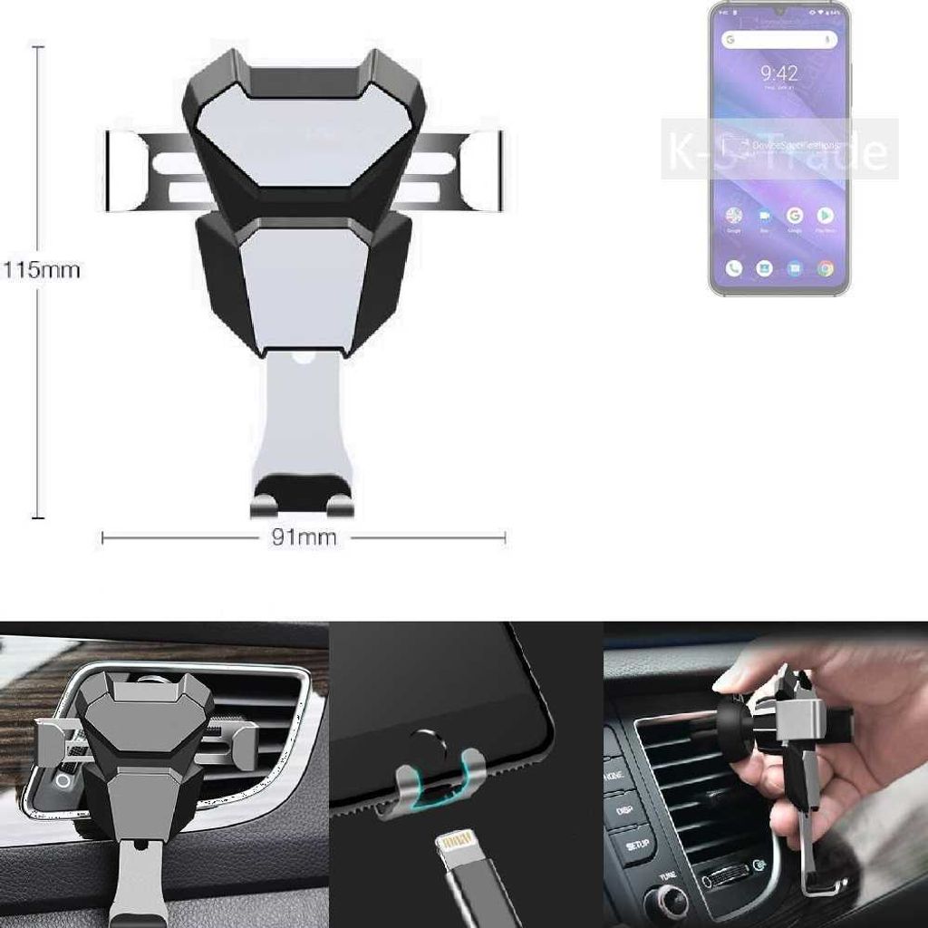 K-S-Trade Lüftungshalterung kompatibel mit UMIDIGI A5 Pro kompakte Handy-Halterung Lüftungsschlitz Lüftungsgitter Autohalterung KFZ Auto-Halterung