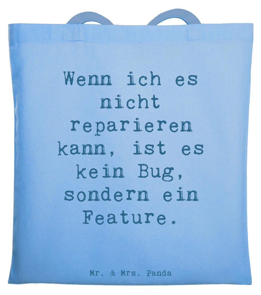 Mr. & Mrs. Panda Tote Bag Spruch Feature Charme - Sky Blue - Geschenk, Programmierer, personalisierte Geschenke, Berufsprodukte, Tragetasche, Beruf...