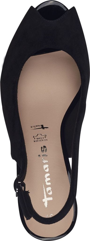 Tamaris Damen Pumps Leder Peeptoe Slingback Plateau High Heel 1-29609-42, Größe:36 EU, Farbe:Schwarz