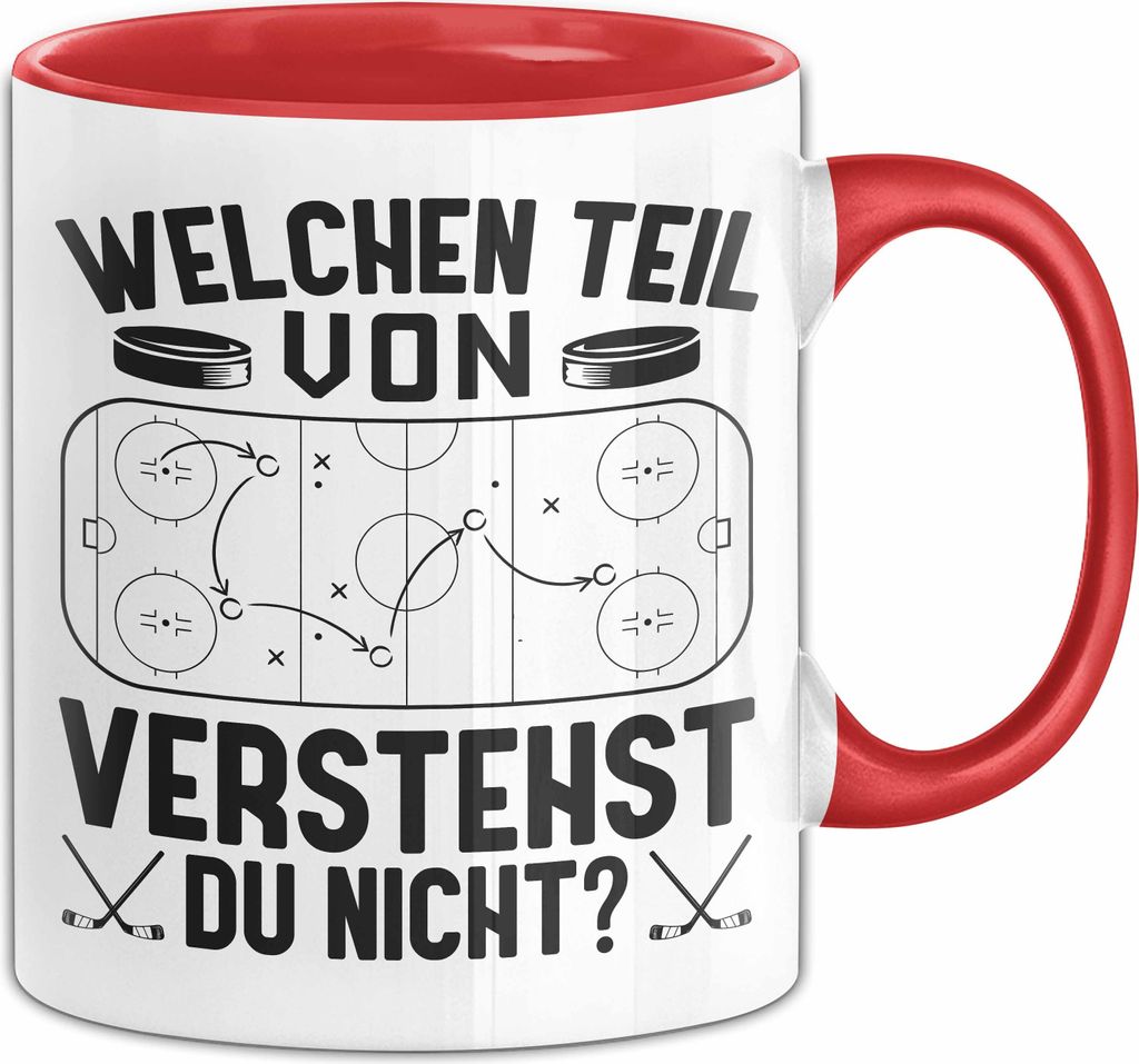Eishockey Geschenkdiee Eishockeyspieler Unihockey Hockey Sport Coach Trainer Geschenk Tasse Kaffee-Becher (Rot)