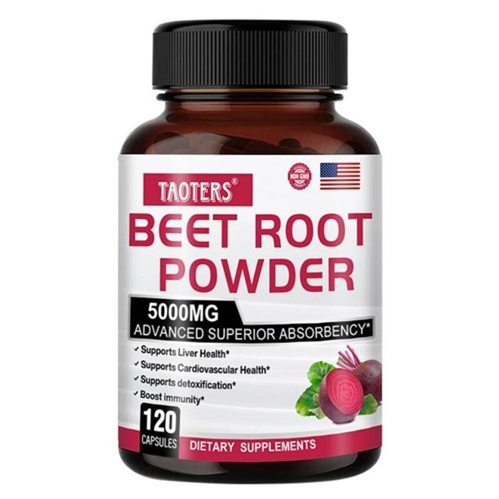 Beet Root Powder 5000mg (120 Kapseln) Nahrungsergänzungsmittel, Herz, Kreislauf, Blutdruck, Energie, Leber, Reinigung, Entgiftung