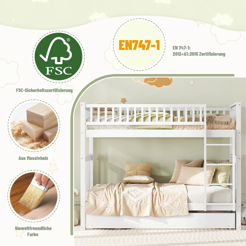 Lit superposé 90x200 avec lit gigogne : la solution pour petits espaces - 4