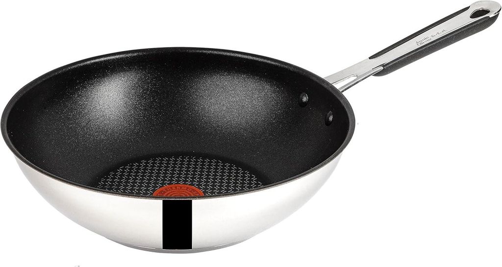 Tefal E30 Jamie Oliver Wok pfanne Induktion 28 cm 3 tlg. Bratpfanne klein Antihaft-beschichtet, Edelstahl, Spülmaschinenfest, Backofengeeignet