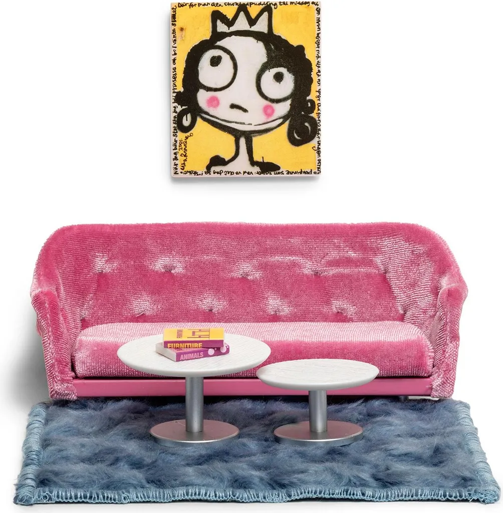 Set Salon Rose Lundby - Mobilier Moderne 1:18 pour Poupées de Jeu