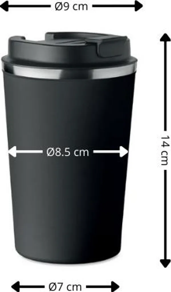 Rosenstein & Söhne bicchiere isolante sottovuoto: Set di 2 bicchieri termici a doppia parete, nero, 600 ml, acciaio inox. (tazze a isolamento sottovuoto