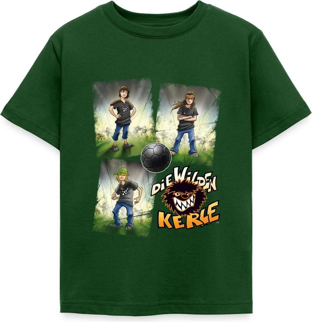 Spreadshirt Die Wilden Kerle Quartett Logo Kinder T-Shirt, 122/128 (7-8 Jahre), Forstgrün
