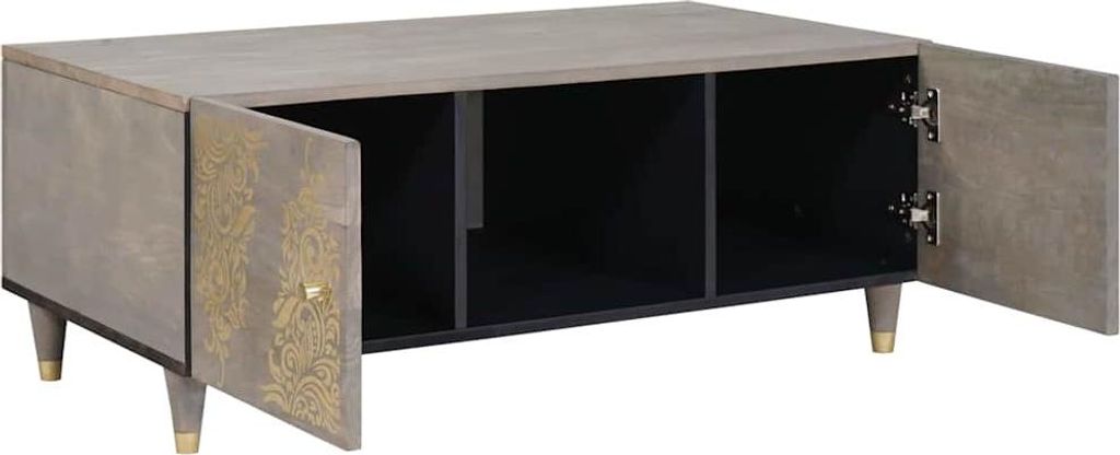 vidaXL Couchtisch Grau 100 x 54 x 40 cm Massivholz Mango
