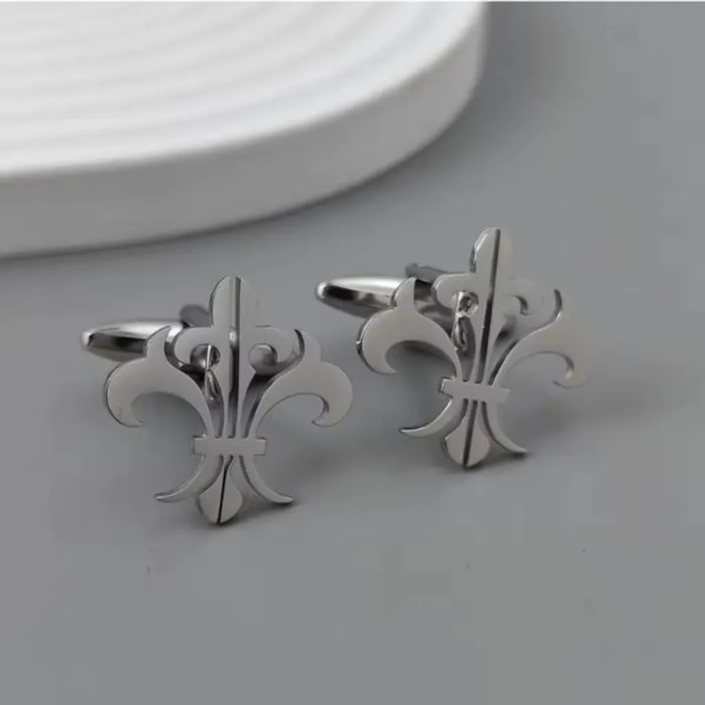 Boutons de manchette pour homme Fleur de Lis Lepton Blue élégants