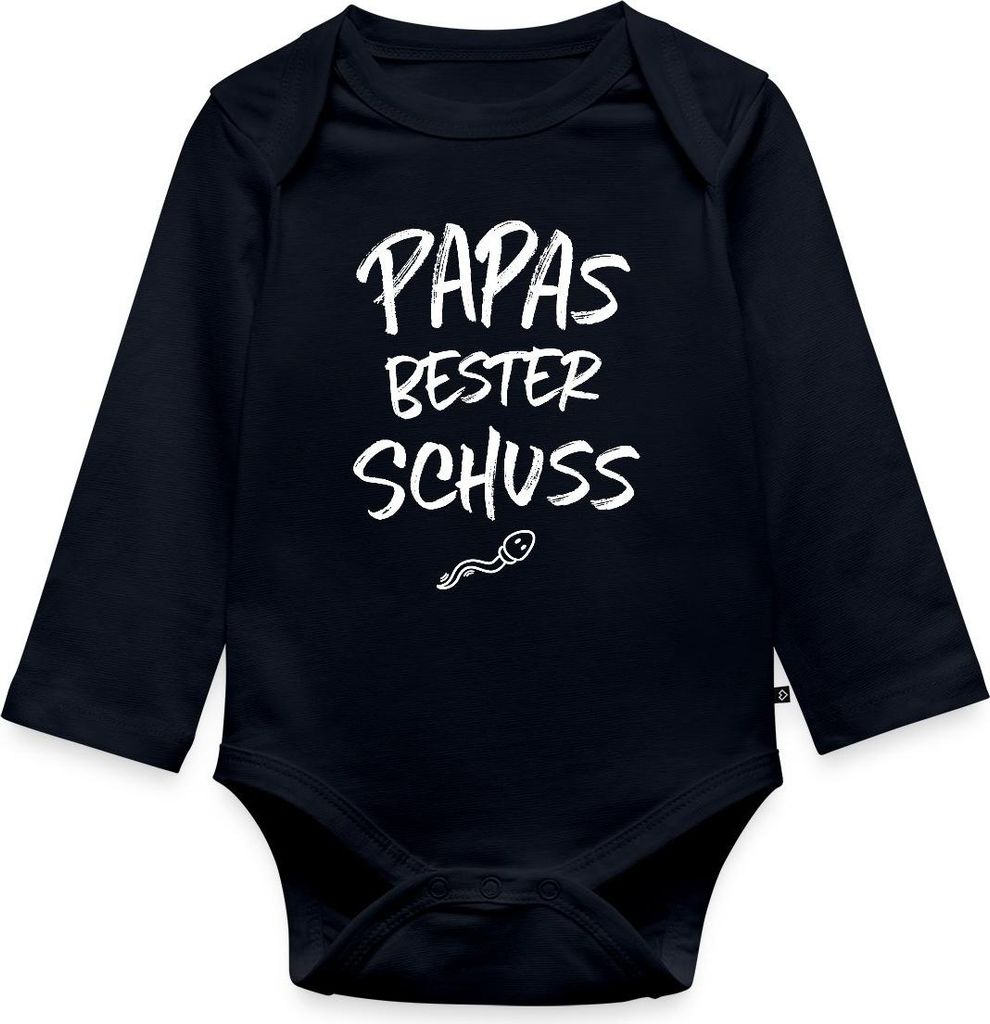 Spreadshirt Papas Bester Schuss Baby Party Tages Baby Body Langarm, 80 (9-12 M.), Navy