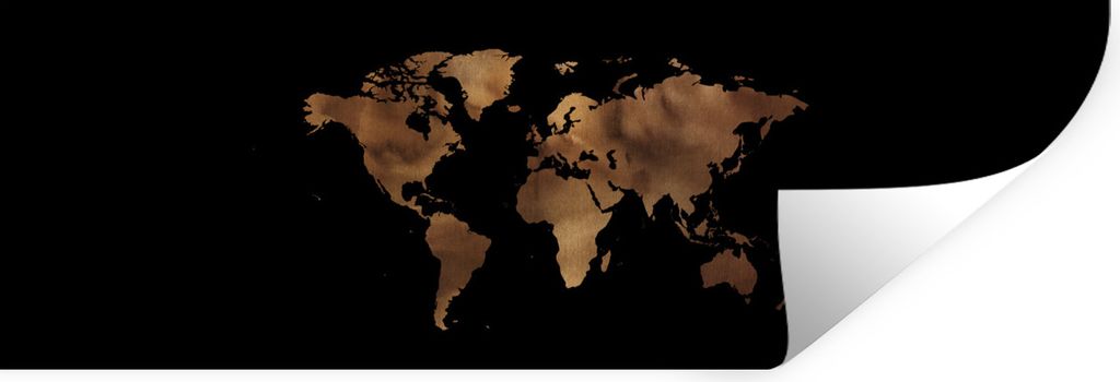 MuchoWow Wandtattoo Wandsticker Wandaufkleber Weltkarte - Leder - Schwarz 60x20 cm Selbstklebend und Repositionierbar - Faltenfrei