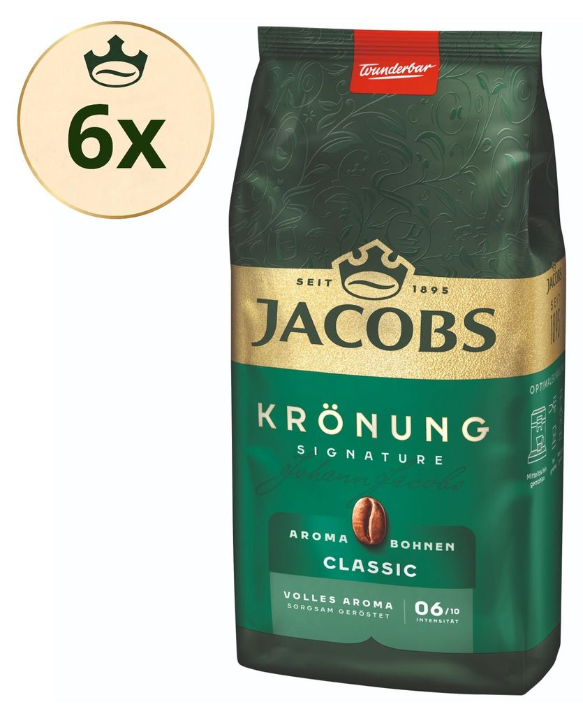 JACOBS Kaffeebohnen Krönung Aroma-Bohnen Classic 6 x 500g Produktbild 