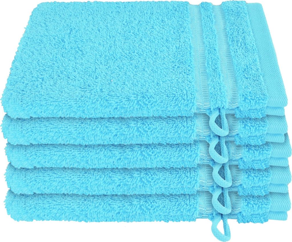 Schiesser Frottier Waschhandschuh Milano im 5er Set | 100% Baumwolle aus nachhaltiger Produktion | weich, saugstark, farbecht | 16x22cm | Türkis