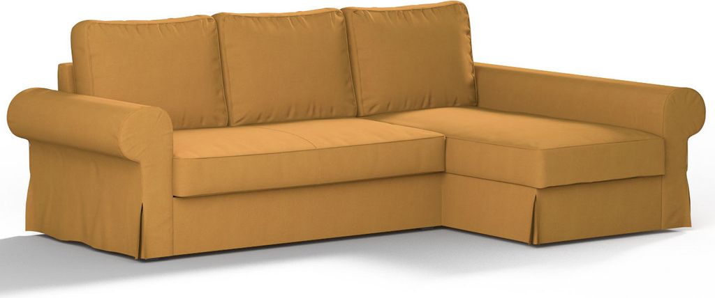 Dekoria Bezug für Backabro Bettsofa / Recamiere, senffarbe, Bezug für Bettsofa Backabro mit Recamiere