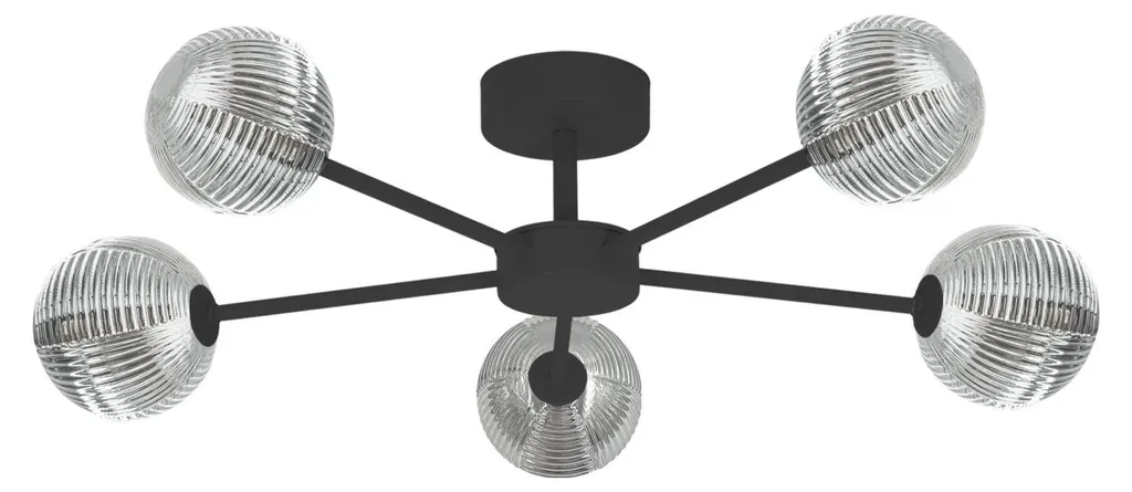 Suspension GRETA Noire 5xG9 : Éclairage Puissant pour Grand Salon