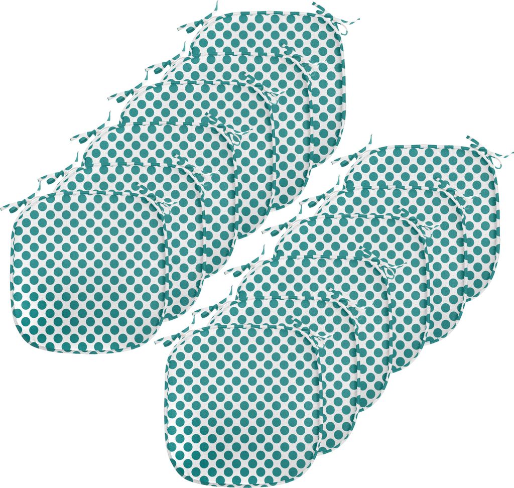 ABAKUHAUS Teal Polster für Esszimmerstühle, Design Vibrierende, Dekoratives wasserfestes Kissen mit Riemen für Küchensitze, 40 cm x 40 cm-12er ...