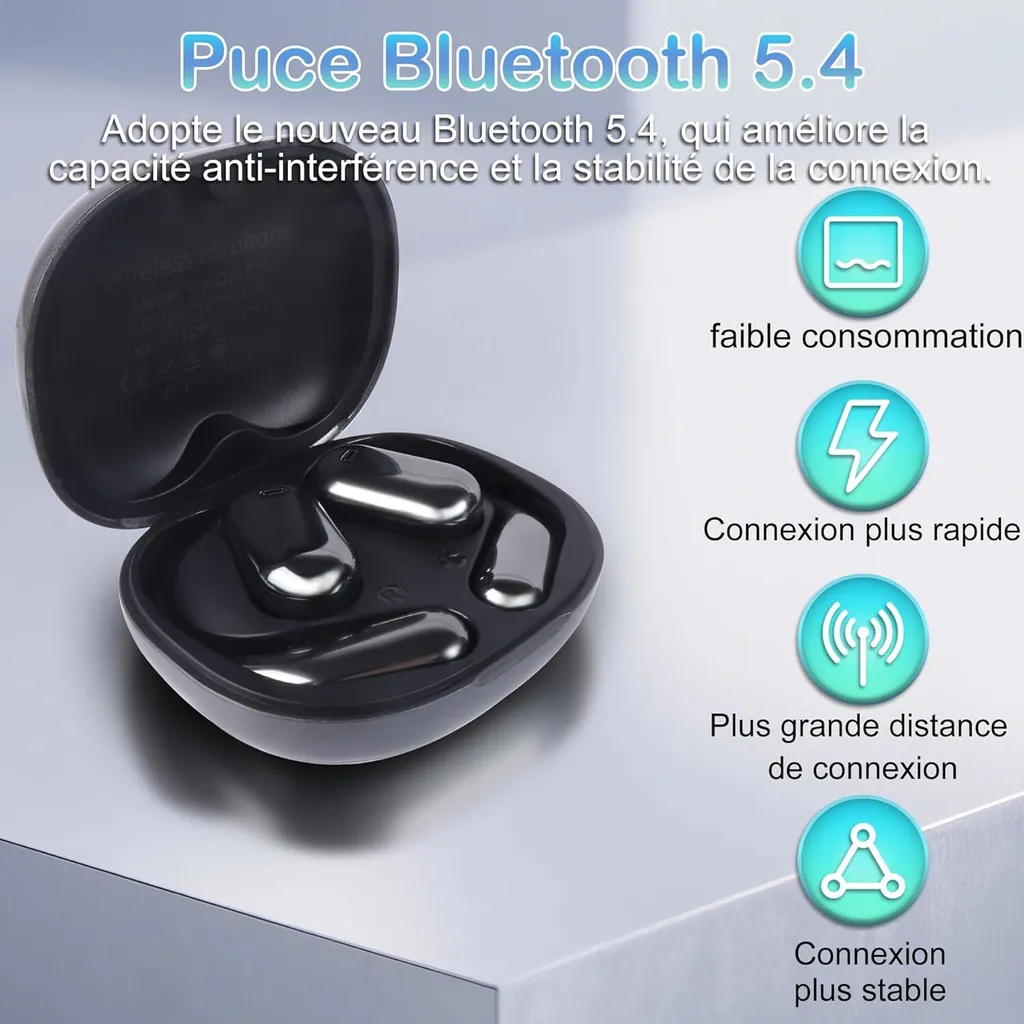Offerta Cuffie Bluetooth 5.4 DT5.0: Suono Stereo e LED Grigio IPX5 - 6