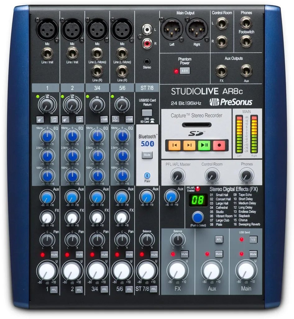 Table de mixage Presonus StudioLive AR8c idéale pour Podcast et Live