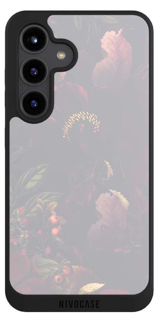 NIVOCASE Handyhülle für Samsung Galaxy S24 Hülle NIVOpure Case Schwarz Blumen Utart Wiese