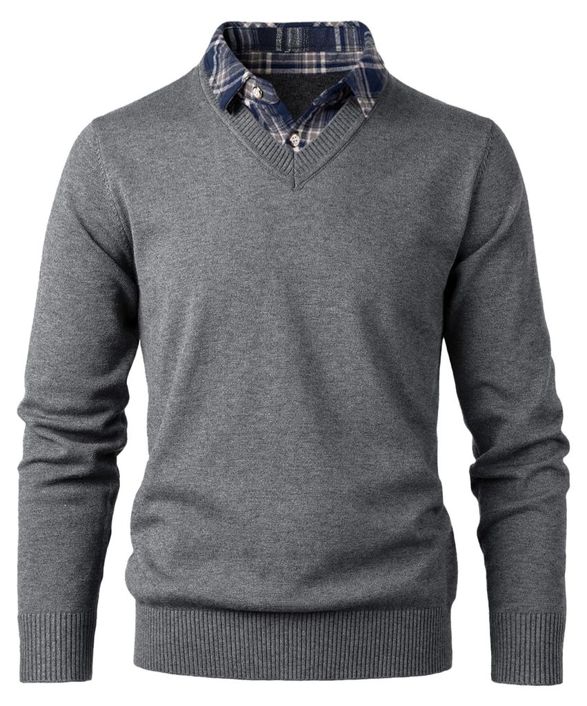 Maglione da uomo 2-in-1 con colletto e maniche lunghe Immagine del prodotto 