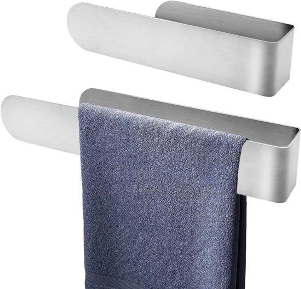 Porte-serviettes sans perçage - Acier inox résistant - Set 20+30 cm