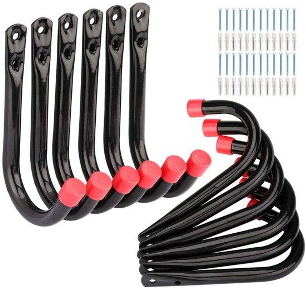 Stahl-Garage-Haken, J-Utility-Halter, für Wandbefestigung, bis 20 kg Tragfähigkeit, 14 cm x 9 cm