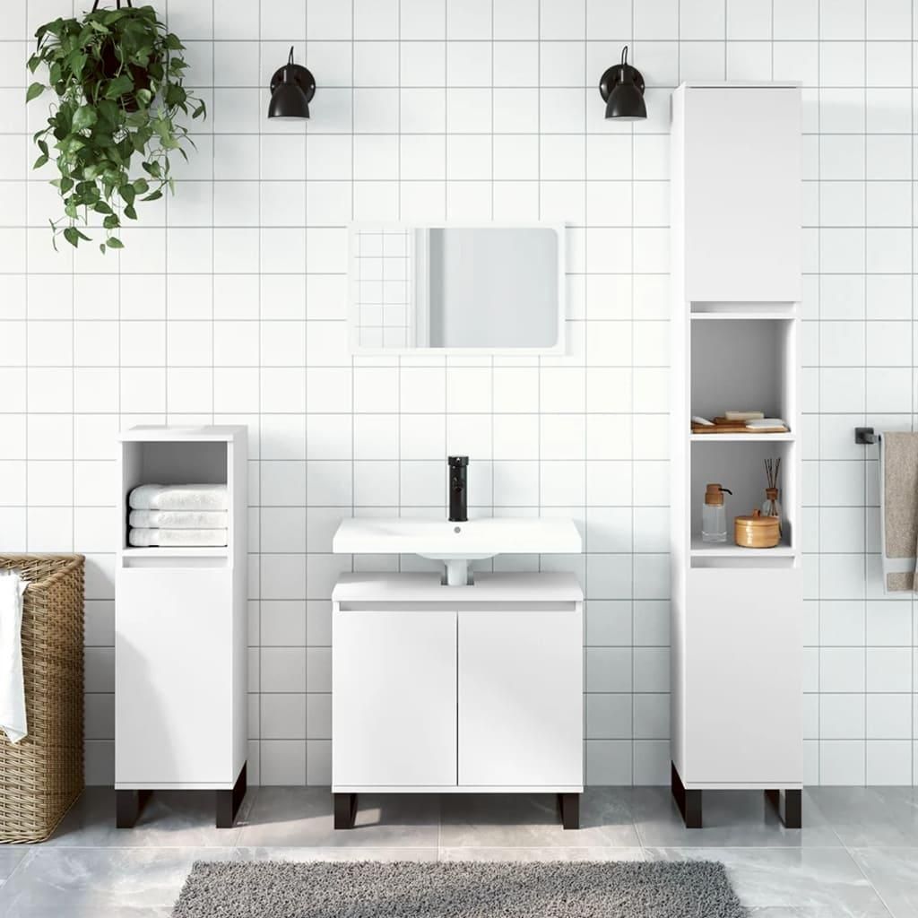 vidaXL Badschrank Weiß 30x30x190 cm Holzwerkstoff Produktbild 