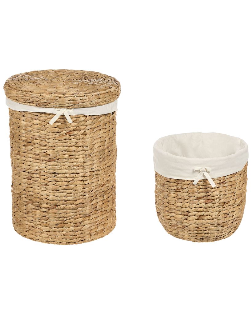 BELIANI Körbe 2er Set Natur aus Wasserhyazinthe Wäschekorb Aufbewahrungskorb Wohnaccessoires