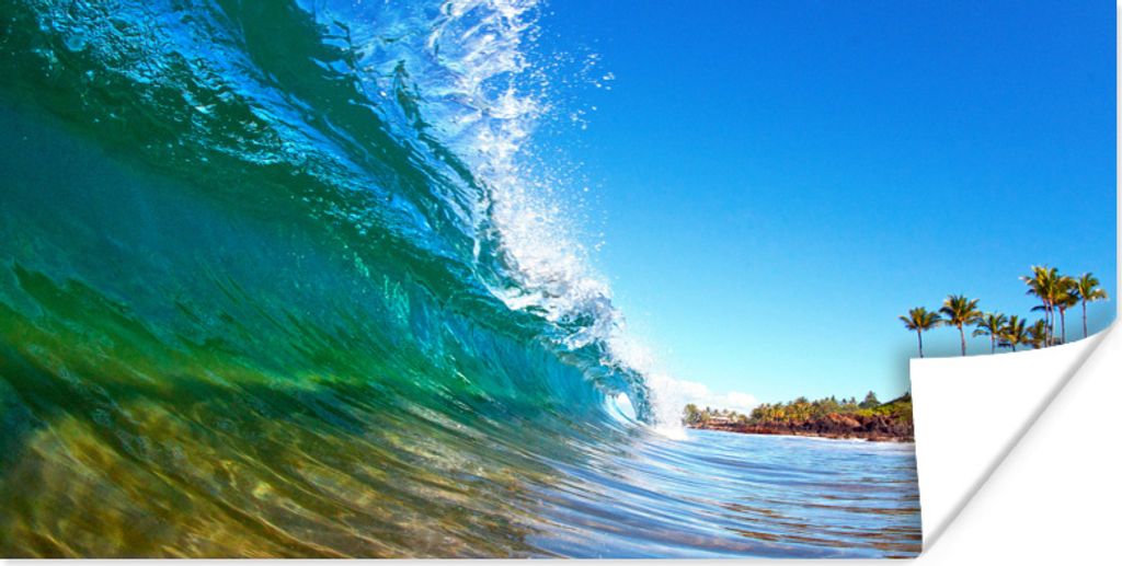MuchoWow Poster Nahaufnahme einer Welle, die sich vor der Küste von Hawaii bricht 120x60 cm - Bild