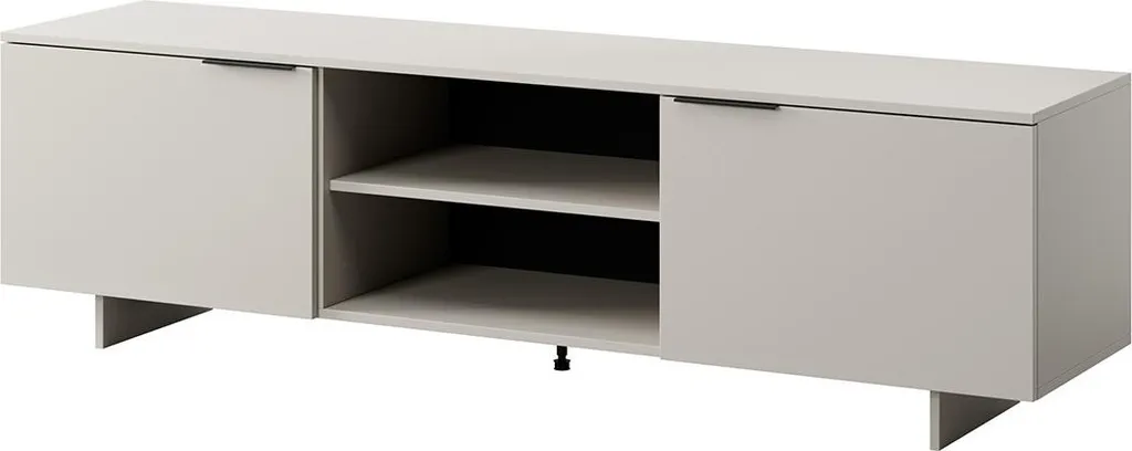 Meuble TV beige Canterbury pour grand écran salon avec rangements intégrés