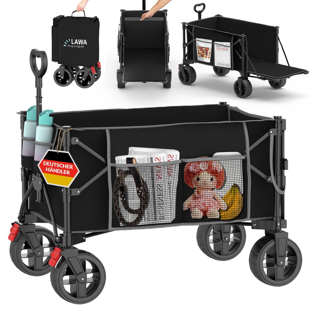 Carrello spesa pieghevole 100kg freno tasca laterale Immagine del prodotto 