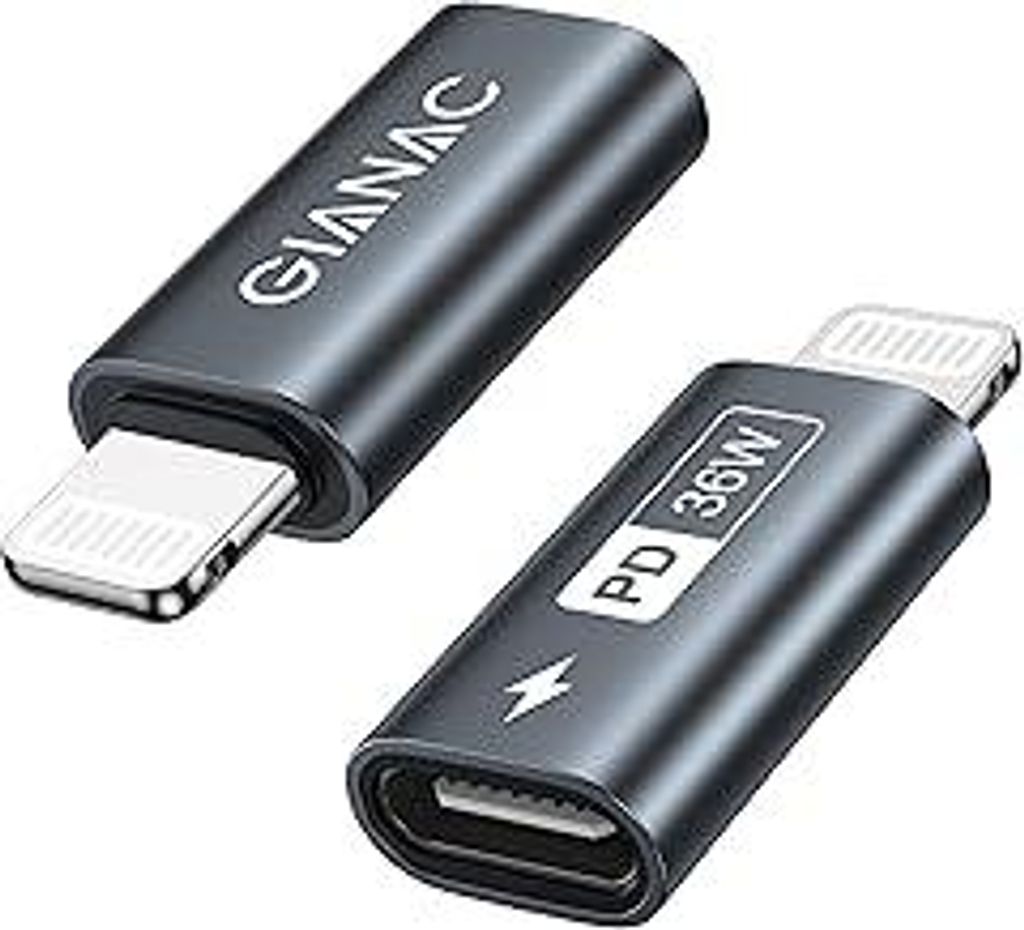 GIANAC USB C auf Lightning Adapter (2Stück), Lightning USB C Adapter 36W Schnelles Laden für iPhone 14 13 12 11 Pro Max, iPad Pro/Air 5/Mini 6, i...
