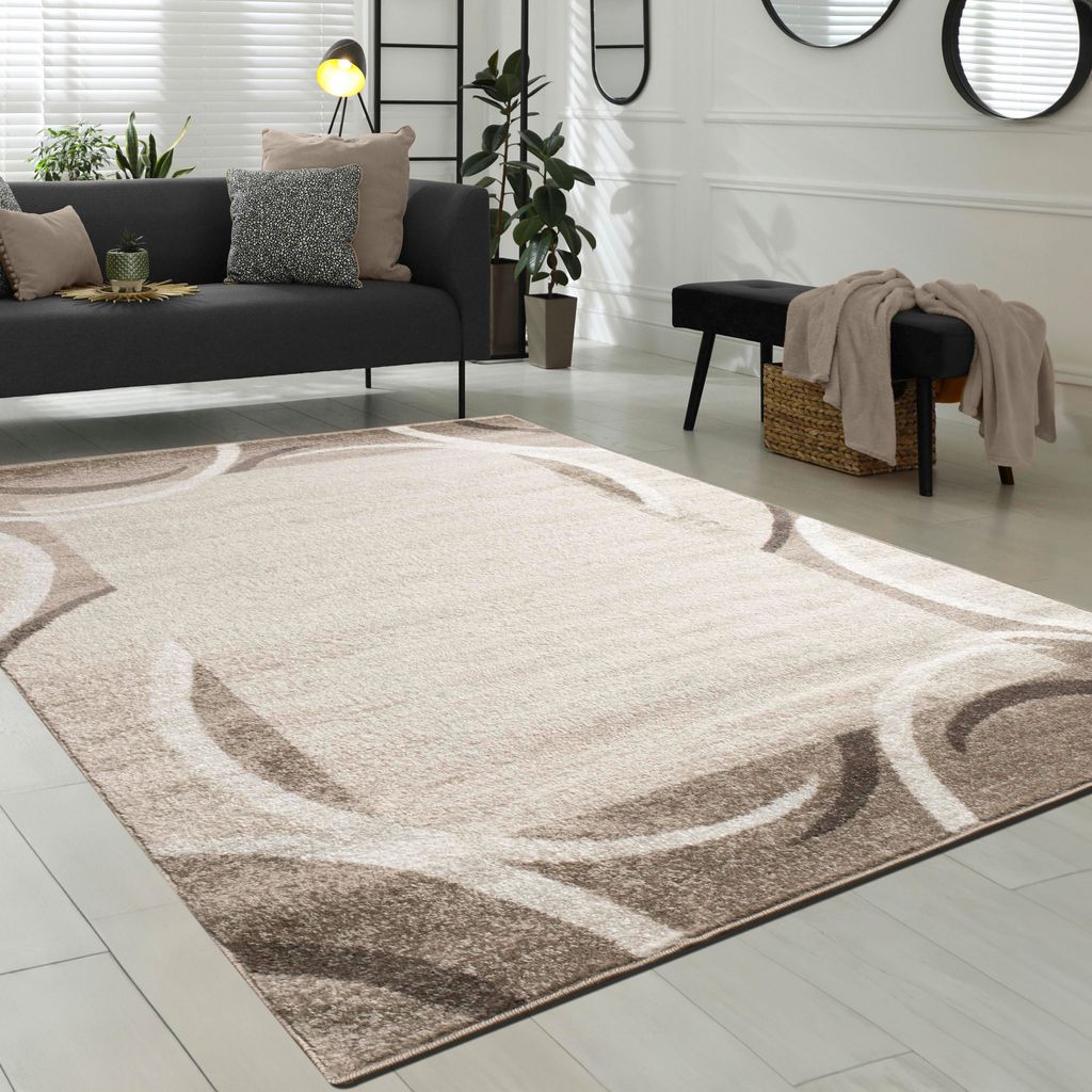 Paco Home Wohnzimmer Teppich Bordüre Kurzflor Meliert Produktbild 