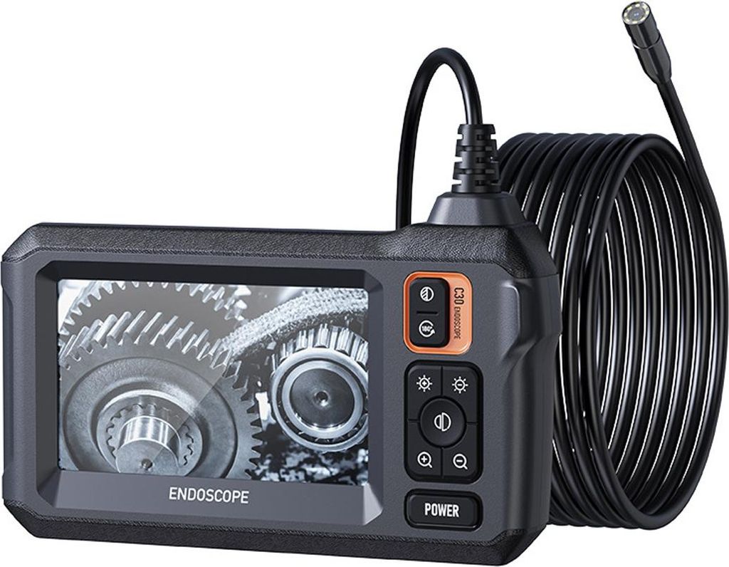 Industrielle Endoskop-Inspektionskamera, 4,3-Zoll-IPS-Boreskop-Kanalkamera, wasserdichte IP67-Schlangenkamera mit 8 LED-Leuchten, 5 m langes halbst...