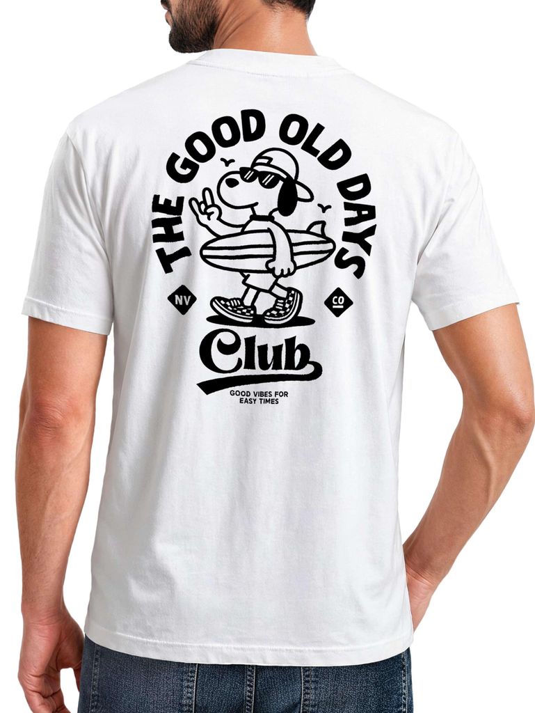 Herren T-Shirt Backprint - Surfing Design Good old Days - Baumwollshirt Männer Fashion Streetstyle Slim Fit Neverless