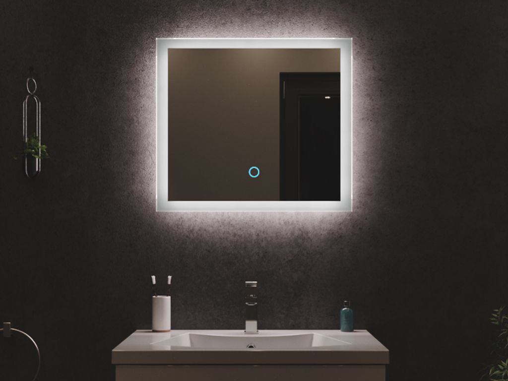 LED Spiegel 60x53 cm mit Touch Bedienung