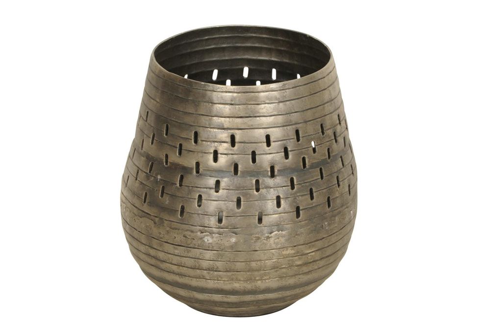 Windlicht Metall antiksilber Antik Look Ø16cm H17cm