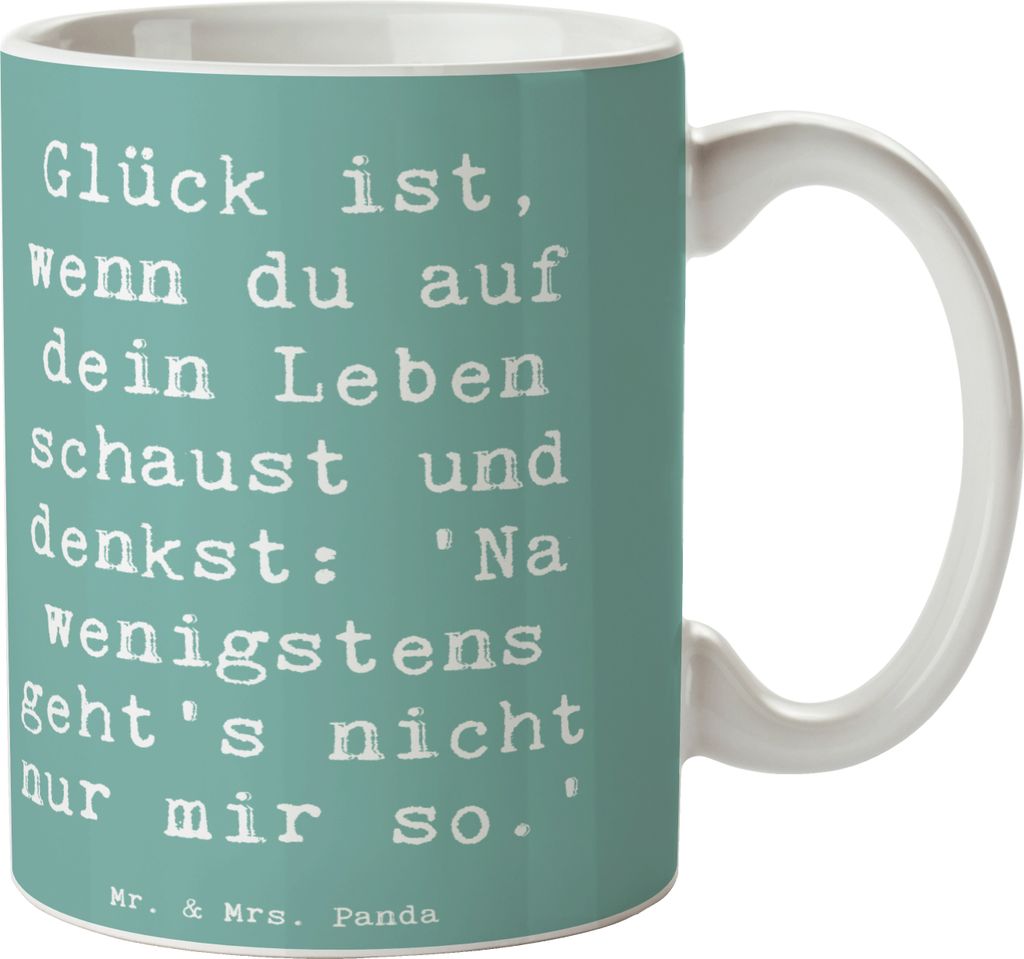 Mr. & Mrs. Panda Trinkbecher Spruch Glück Gemeinsam - Meeresbrise - Geschenk, Handgemacht, Humor, Erinnerung, Tasse, Becher, Rückblick, Kaffeetas...