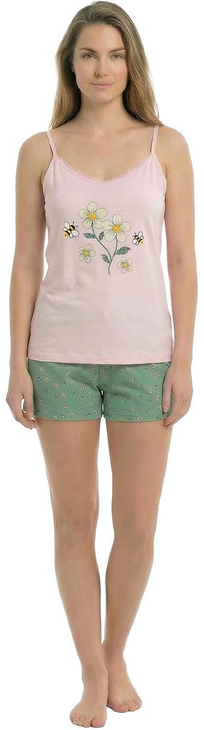 Kisses&Love Damen-Sommerpyjama aus 100 % Baumwolle mit dünnen Trägern KL45200