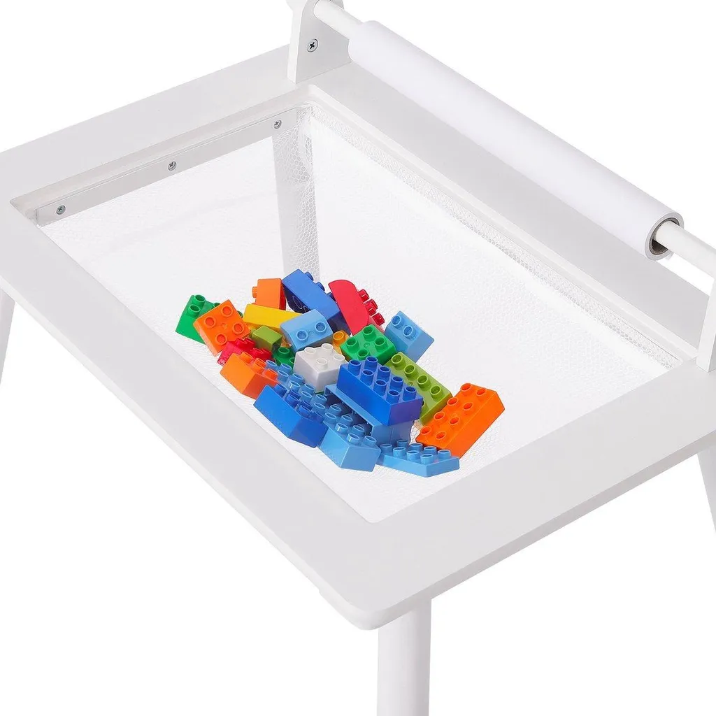 Tavolo da Gioco Bianco Deluxe e Sedia - Scrivania Bambini Salvaspazio