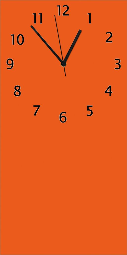 Wallario Design Wanduhr bedruckt, Größe 30 x 60 cm, Motiv: Orange