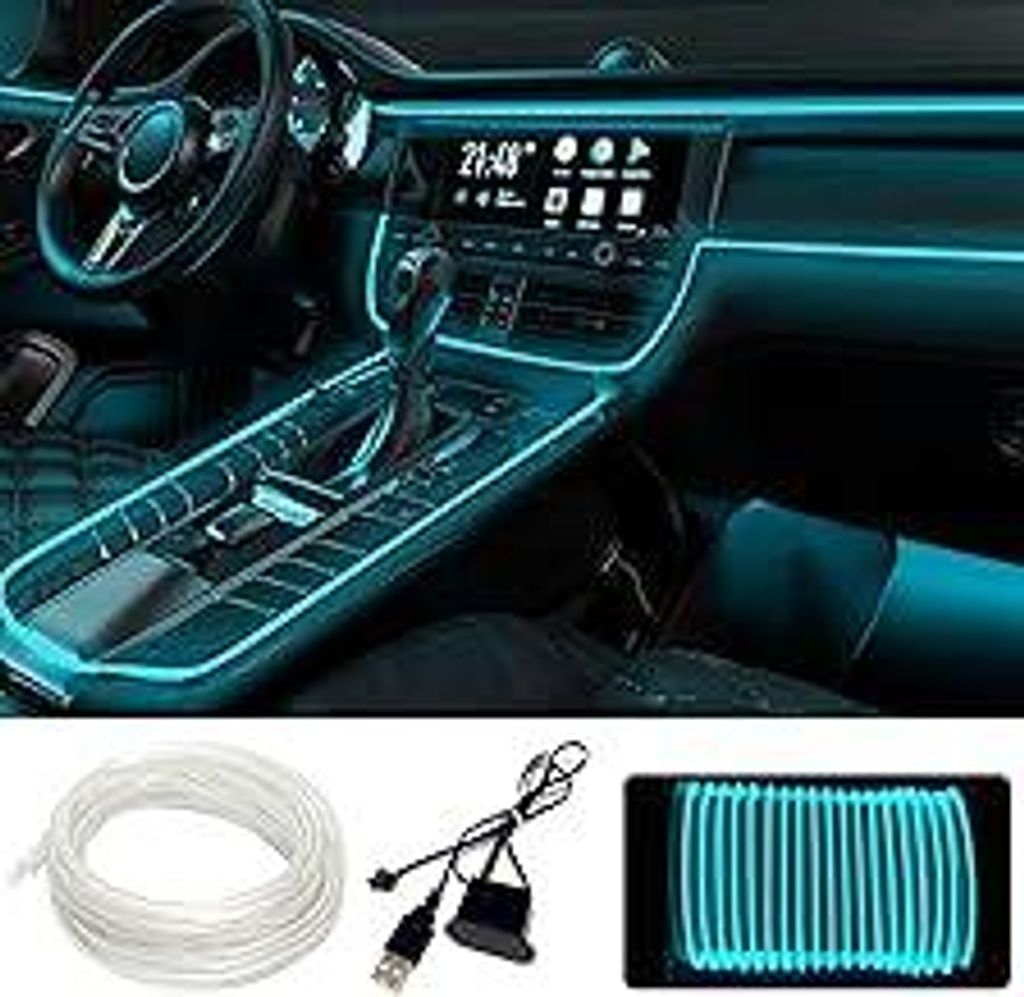 LED Innenbeleuchtung Auto - 5m Innenraumbeleuchtung, Atmosphäre Licht, Streifen, Tape, Wasserdicht Ambientebeleuchtung, Lampen fürs Auto