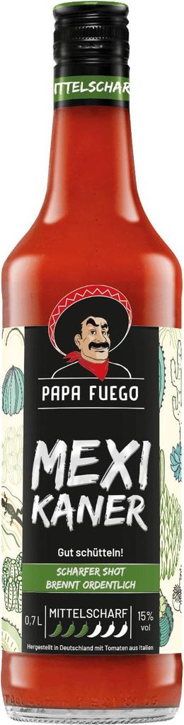 Papa Fuego Mexikaner Mittelscharf Tomatenschnaps Likör 700 Produktbild 