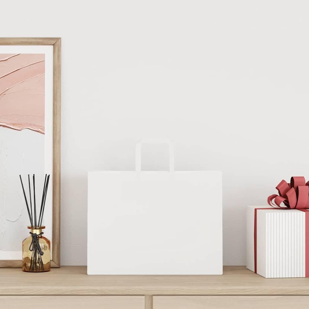 vidaXL Papiertragetaschen 250 Stk. mit Henkeln Weiß 32x17x25 cm