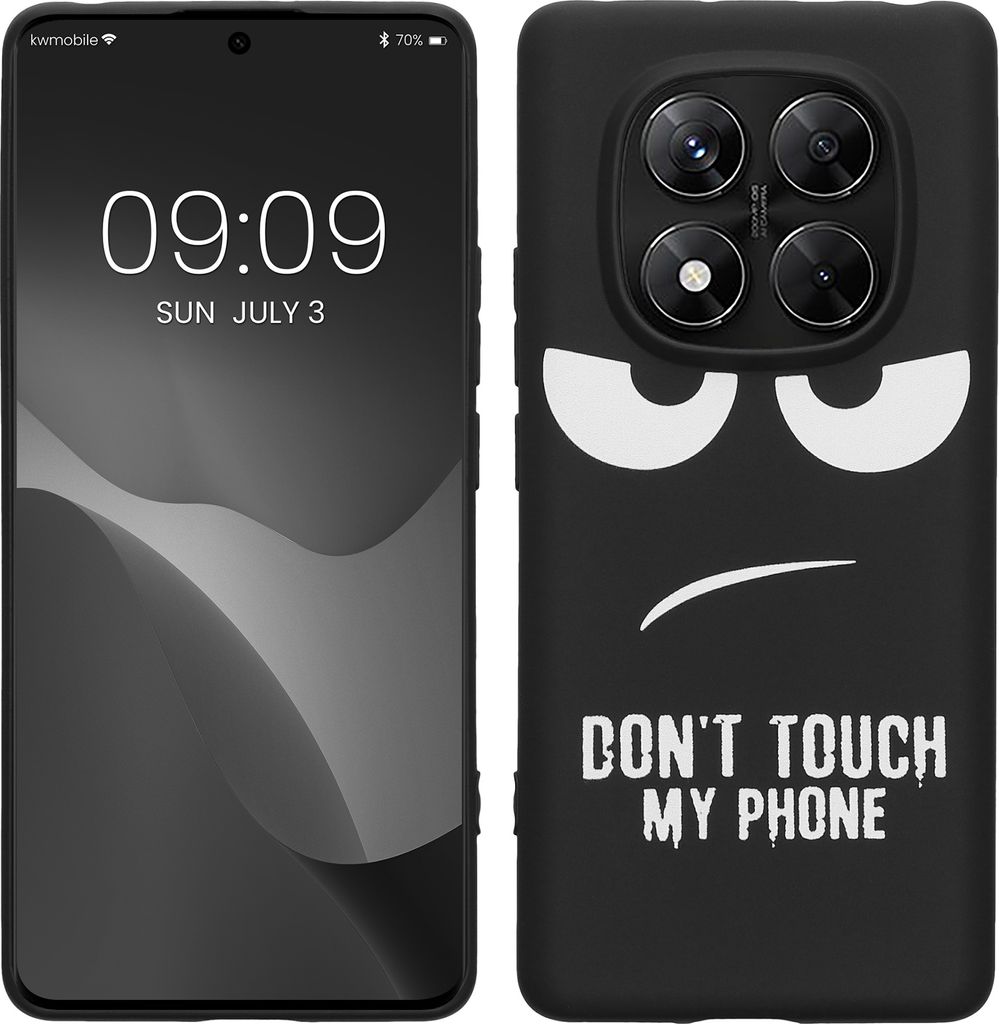 kwmobile Hülle kompatibel mit Xiaomi Redmi Note 14 Pro 4G - Handyhülle Silikon Case - Don't touch my Phone Weiß Schwarz