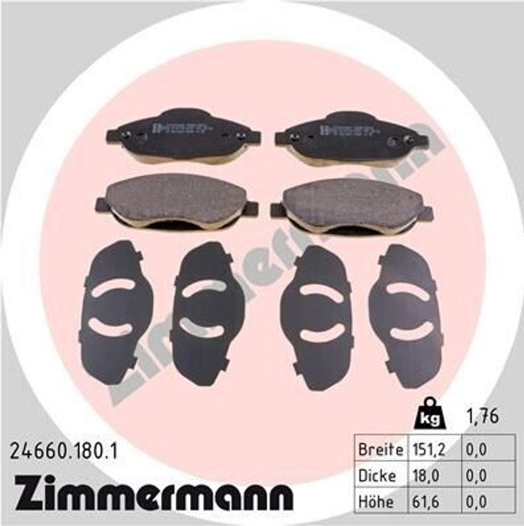 ZIMMERMANN 24660.180.1 - Bremsbeläge für 3008 (0U), 308 CC (4B), 308 I, 308 SW I