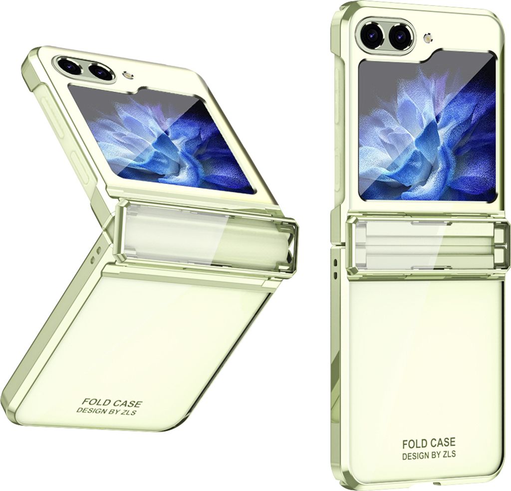 Hülle für Samsung Galaxy Z Flip 5 Ultradünne Überzug Kristall Klar Schutzhülle mit Scharnierschutz Grün