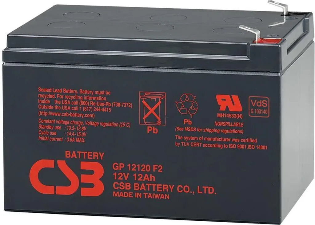 Batterie anti coupure de courant 12V 12Ah CSB GP12120F2 fiable