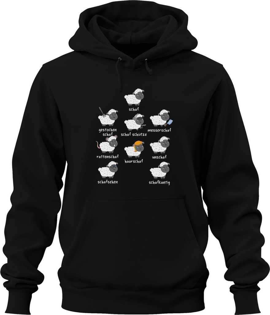 Lustige Schaf Sprüche Wortspiele Schäfchen Tierhumor Bauernhof Uni Hoodie Kapuzenpullover, Schwarz, 3XL