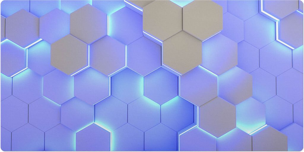 Beleuchtete Sechsecke– Schreibtischunterlage – Schreibtisch Tischunterlage – 100x50 cm – Unterlage Groß Schreibtischmatte
